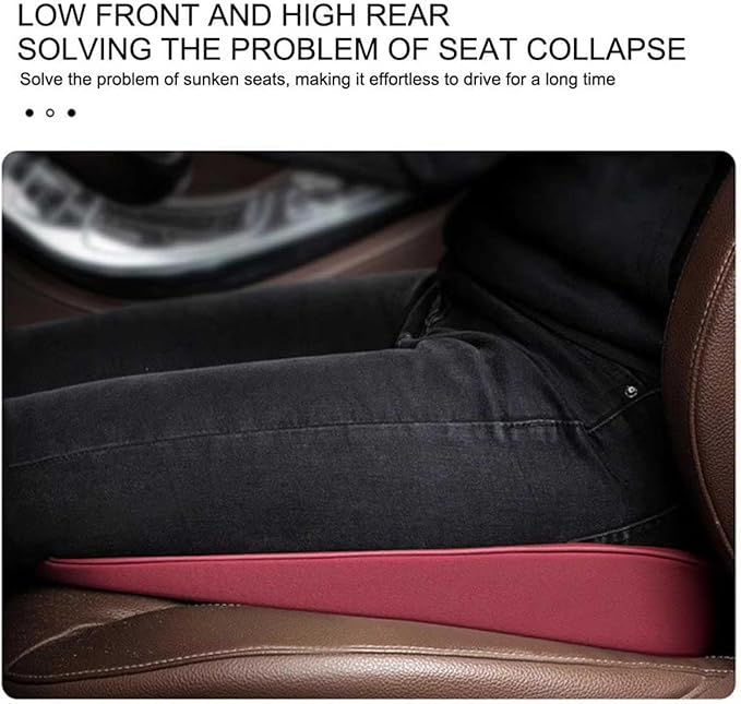 Memory Foam Car Seat Cushion for BMW X5 G05 2018-2023, Wedge Booster Lumbar Support Pad for Drivers Office with Non-Slip Base,Red-6cm