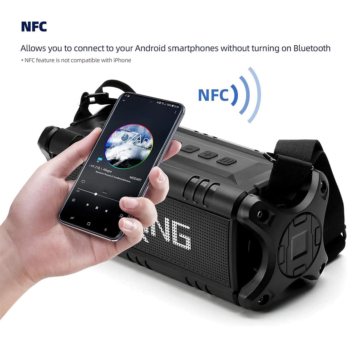 W-KING Bluetooth Speaker, 90W Max Loud Portable Speakers Bluetooth Wireless, IPX6 Waterproof Outdoor Speaker with 50W Deep Bass/2 Powerful Subwoofer/40H/Power Bank/EQ/TF/AUX/NFC for Pool/Party/Travel