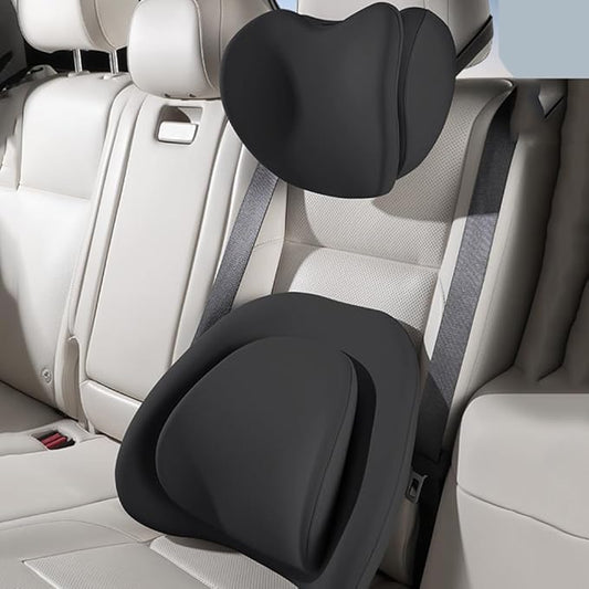 Car Headrest Lumbar Support Cushion for VW Golf VIII VI V IV III II I Mk 8 7 6 5 4 3 R GTE/GTI/GTD/Clubsport 45, Memory Foam Relieve Fatigue Breathable Car Seat Neck Pillow,Black-Set