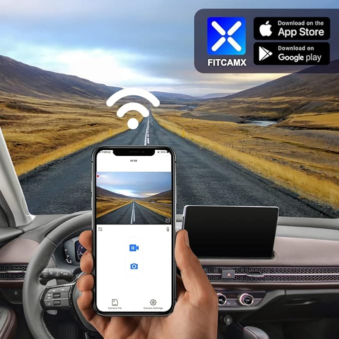 Fitcamx 4K Dash Cam Suitable for Honda HR-V 2023-2026 Sport LX EX-L (Gen3), OEM Factory Look, UHD 2160P Video, Built-in WiFi & APP, Loop Recording, G-Sensor, Night Vision, Easy to Install, 64GB Card