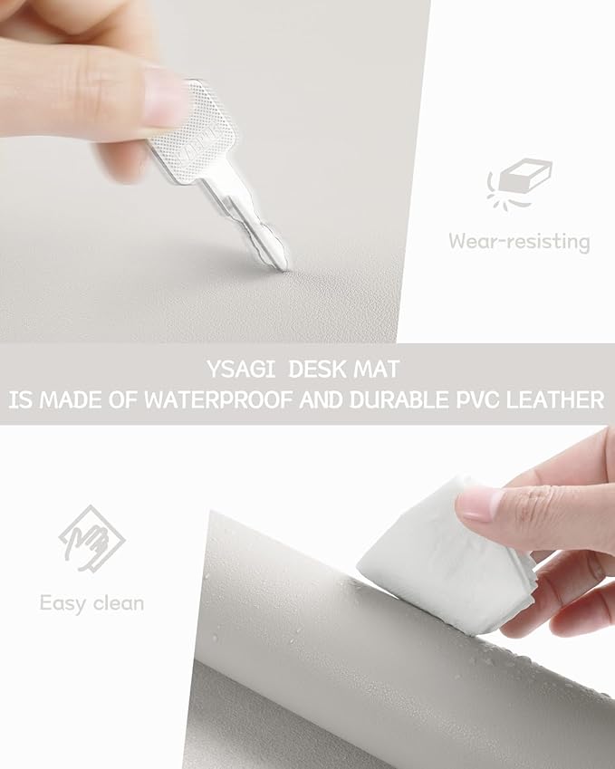 YSAGi Non-Slip Leather Desk Pad, Waterproof Laptop Computer Desk Keyboard Mat