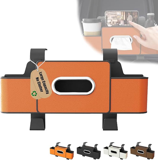 Car Organizers and Storage Box Behind Seat, Large Car Seat Back Organizer for Hold Phone, Drinks, Handbag, Universal Fit for Suv/Sedan (Orange, 2pcs)