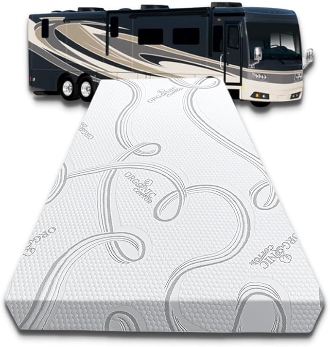 FoamRush 6-Inch Bunk (48" x 72") Gel Memory Foam Mattress Replacement with Cotton Cover, Travel Comfort, Pressure Relief, Made in USA, Camper Trailer Truck, Three Quarter Size