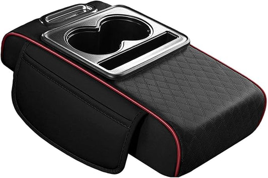 Car Center Console Pad Armrest Cushion Pad Anti Slip Car Decoration with Cup Holder Tissue Box Slot for Car SUV, Style H
