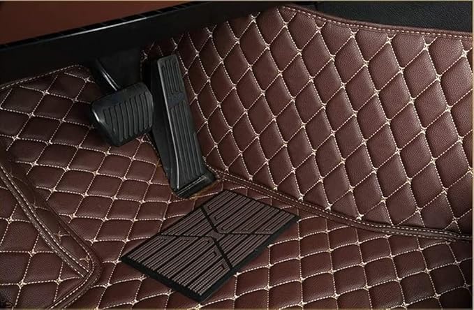 Car Floor Mats for 99% Cars, Trucks and SUVs Full Coverage Pads Protection Non-Slip Leather Floor Liners (Black/Blue)