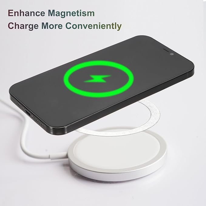 uxcell Magnetic Adapter Ring, 2Pcs Magnetic Sticker Ring ABS Universal Magnet Wireless Charging Conversion Kit for Mobile Phone Case Wireless Charger, Blue, White