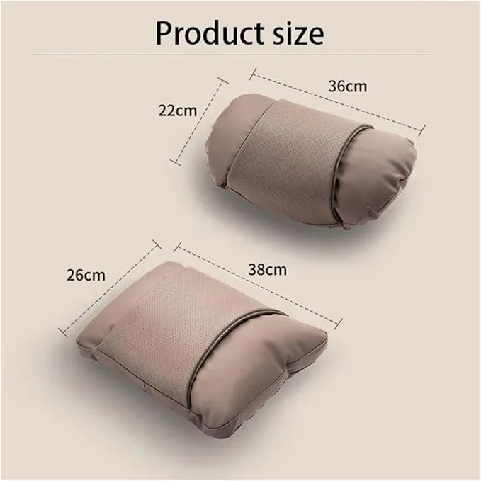 1/2PCS PU Leather Car Neck Pillow & Lumbar Support Cushion, Breathable Universal Seat Headrest Waist Pad, Soft Support Cushion for Daily Driving and Travel(D Style headrest)