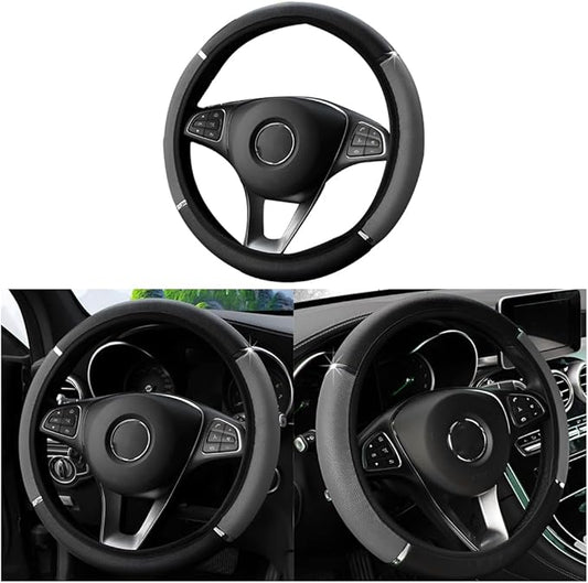 Car Steering Wheel Cover, Non-Slip, Elastic, Steering Wheel Cover for Men and Women, Universal Fit 15 Inches Cars, Vehicles, SUVs (Gray)
