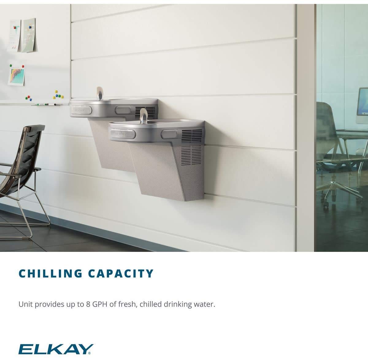 Elkay EZS8L Wall Mount ADA Cooler Non-filtered Refrigerated Light Gray Granite