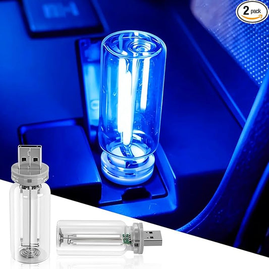 2PCS USB LED Lights for Car Interior, Mini Ambient Lighting Car Interior Lights, Touch Control Car USB Light, Decorative Night Light for Vehicle Bedroom Camping(Blue)