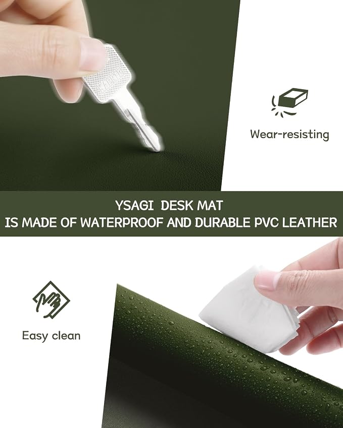 YSAGi Non-Slip Leather Desk Pad, Waterproof Laptop Computer Desk Keyboard Mat