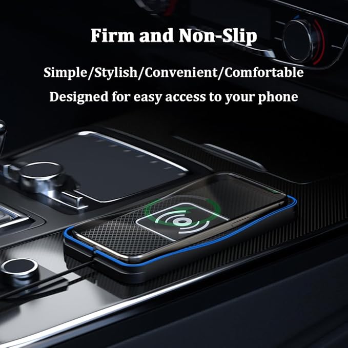 Wireless Car Charger Pad for Tesla Model S 2012-2016 2017-2021 2022-2026, Type-C/USB 20W Car Wireless Charger Non-Slip Phone Charging Pad Car Accessories,A 30cm Cable Type-C Plug