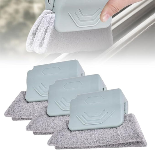 2026 New Magic Window Track Cleaner, 3Pcs Multipurpose Cleaning Brush for Window Grooves, Sliding Door Tracks, Tile Grout Lines, Shutter Slats, Car AC Vents, and Narrow Gaps (Grey)