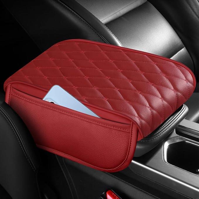 Universal Car Armrest Pad for Mini Countryman R60 F60 One/S/Cooper/JCW 2010-2024 Leather Armrest Box Center Console Cover Pad Waterproof Arm Rest Protector Decor Accessories,Brown01