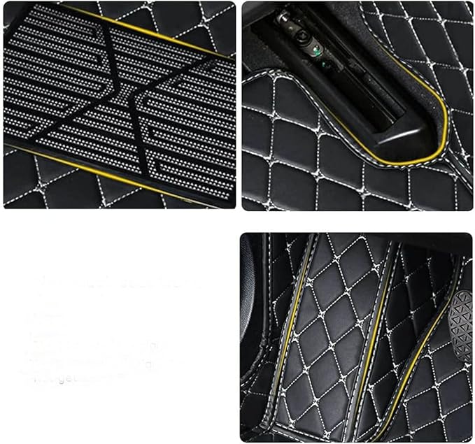 Custom Car Floor Mats Fit for 99% Sedan SUV Sports Car Full Coverage Pads Leather Floor Liners Mat Women Men (Black&Light Brown)