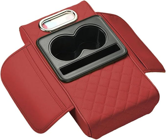Car Armrest Cushion for Mercedes Benz E-Class W211 2001-2005 2006 2007 2008 2009, Car Center Console Cover Armrest Pad with Cup Holder and Tissue Box, Car Accessories,Red