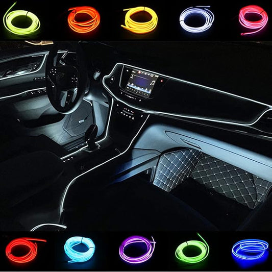 2m/6ft USB EL Wire Neon Light Electroluminescent Wire Glowing Strobing Light for Indoor Outdoor Car Interior Decoration(2m,USB,White)