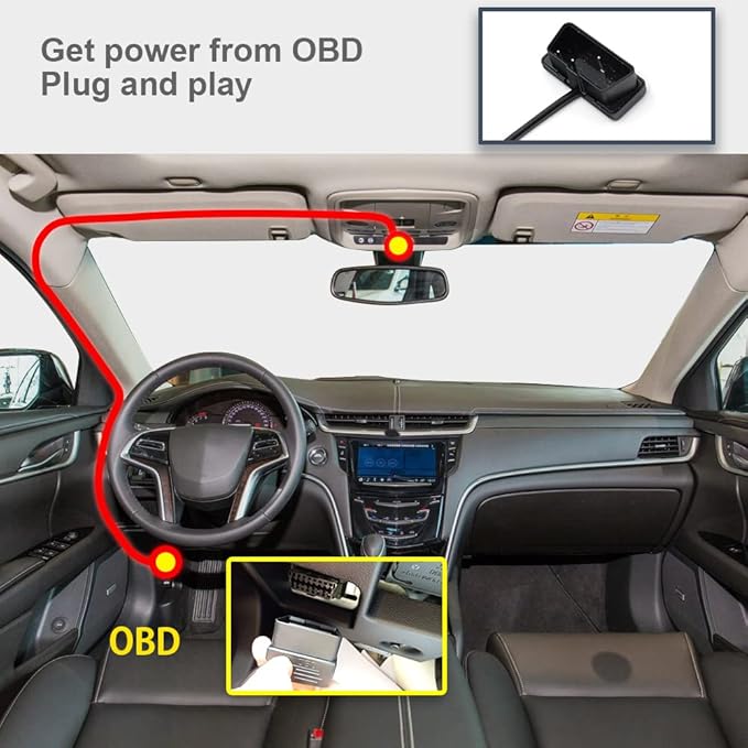 Fitcamx 4K Dash Cam, Universal Fit (Powered from OBD or Fuse Box), No Rearview Mirror Cover, UHD 2160P Video, Built-in WiFi & APP, Loop Recording, Collision Detection, Easy to Install, 64GB Card