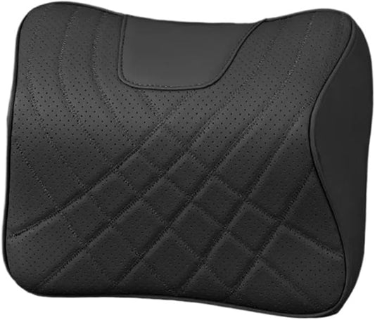 Car Pillow Car Headrest Pillow Set Sewing Leather Lumbar Waist Support Memory Foam Fit for Seat Neck Protctive Cushion Accessories Car Neck Pillow(A)