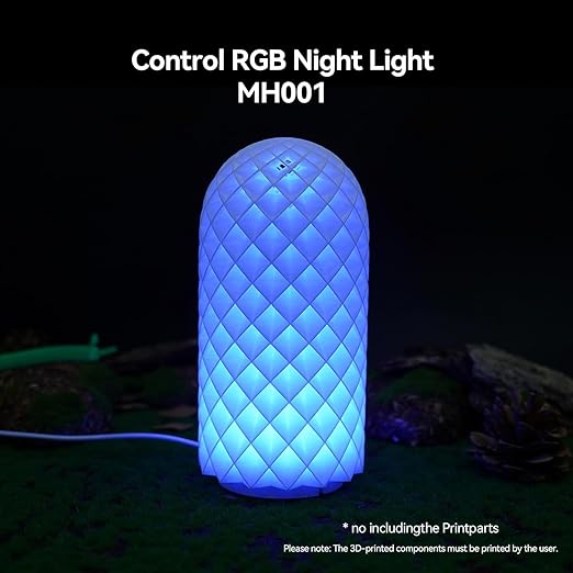 6PCS Remote Control RGB LED Lamp Kit 001 with Power Off Color Storage for Bambu Lab H2D/X1/P1P/A1 Includes Button Battery Makerworld 3D Printed DIY Hardware Model Spare Parts 5V USB Powered