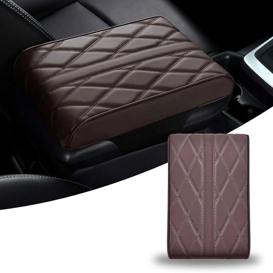 Car Armrest Cushion for Jaguar F-Pace 2015-2019 2020 2021 2022 2023 2024 2025, Car Center Console Cover Armrest Pad Soft Leather Car Interior Accessories,Coffee