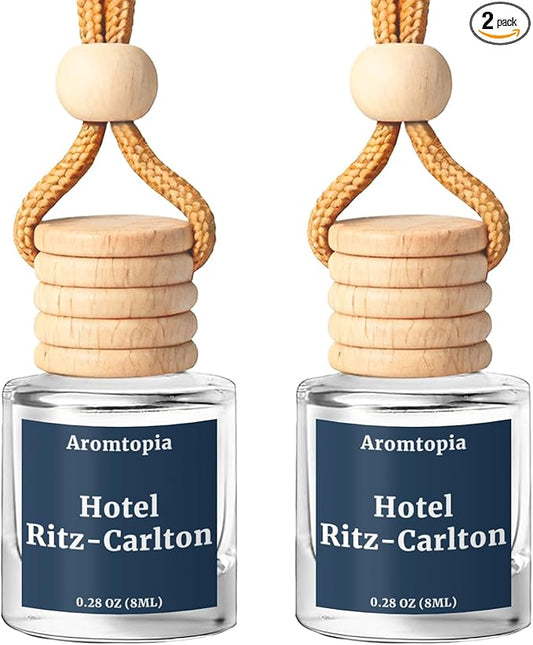 Car Air Fresheners, Hanging Car Fragrance Diffuser, Aromtopia Elegant Hotel-Inspired Scent, Car Odor Eliminator, Long-Lasting, Car Accessories Gift for Women & Men Gift (Hotel Ritz-Carlton), Pack of 2