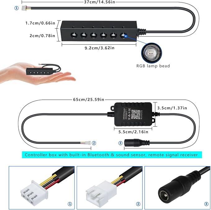 AKEPO Car Home Use MIni Size 6-Hole 3.2W RGB Colorful Fiber Optic Light Kit, 9.8ft 600pcs*0.75mm/0.03in Optical Fiber APP Control Mixed Color Chasing Timer Function Starlight Headliner Light