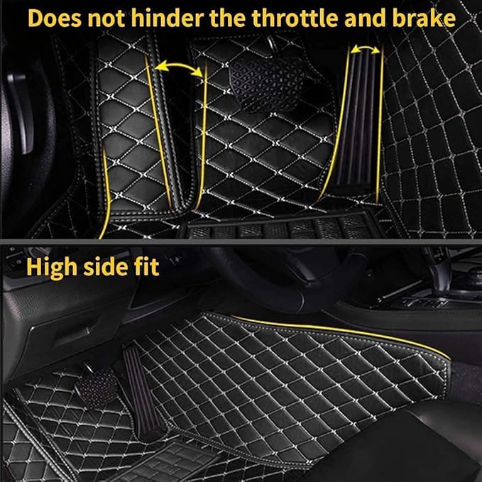 Custom Making Car Floor Mats for 90% Car Model Luxury Leather All Weather Waterproof Anti-Skid Full Coverage Liners (red and Black)
