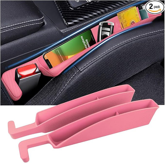 2PCS New Car Seat Gap Filler with 2 Storage Areas,Stylish Car Seat Gap Storage for Stabilizing Phone,Keys Wallet,Universal Car Seat Gap Filler Organizer (Carbon Pink)
