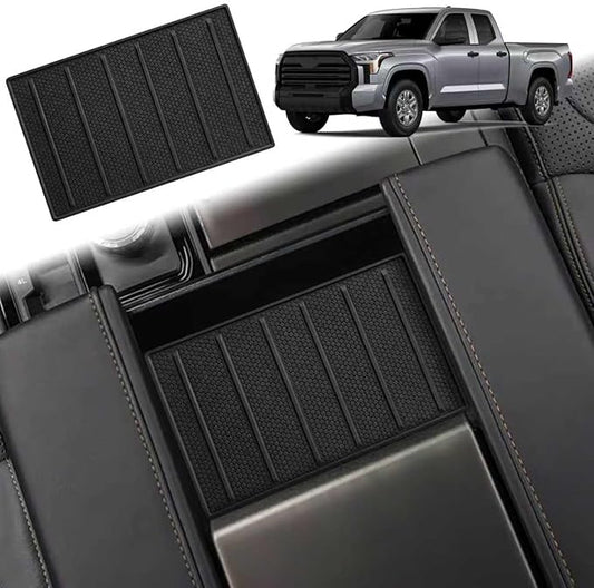 Center Console Tray Liner for Toyota Tundra Accessories 2022-2025 2026 for Sequoia Accessories 2023-2025 2026 Console Organizer Liner Anti-Slip Silicone (1 Piece)