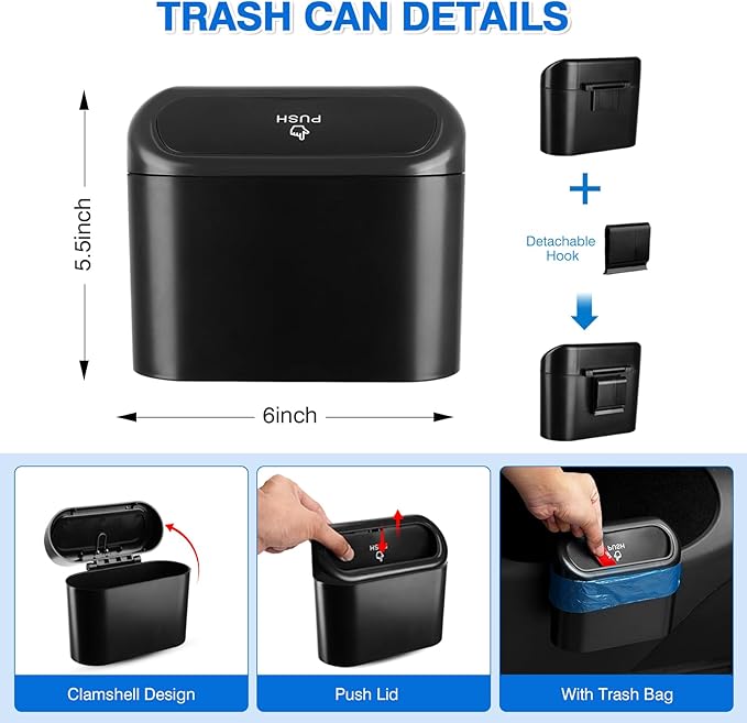 Canvcle Car Door Side Storage Box and Trash Can for Honda CR-V 2023-Present, 4 Compartments, Black, Matte, Scratchproof, 9L Capacity, 50 lbs Max Weight, Easy Install