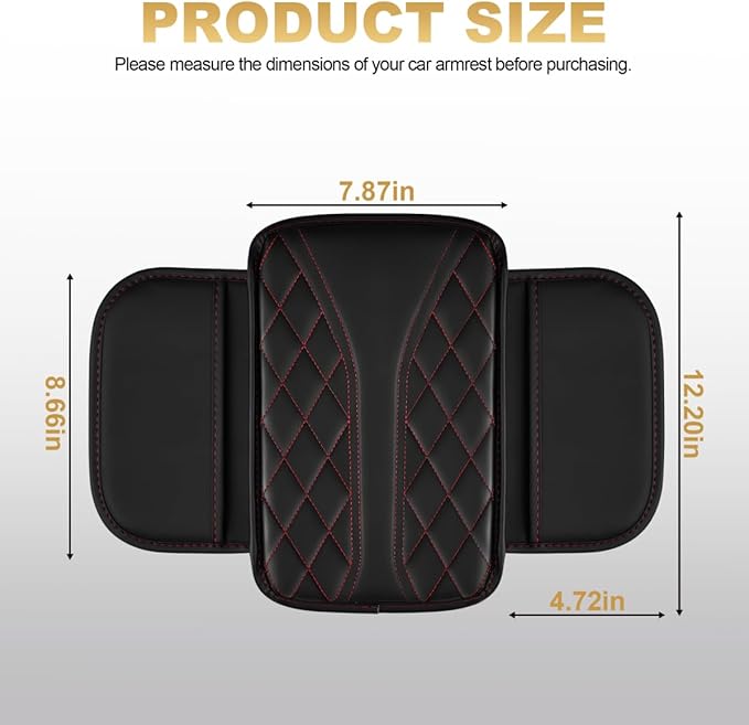 Center Console Cover Fit for Corolla Scratch & Wear Resistant Waterproof Middle Console Cover with 2 Storage Bags(Black&Redline)