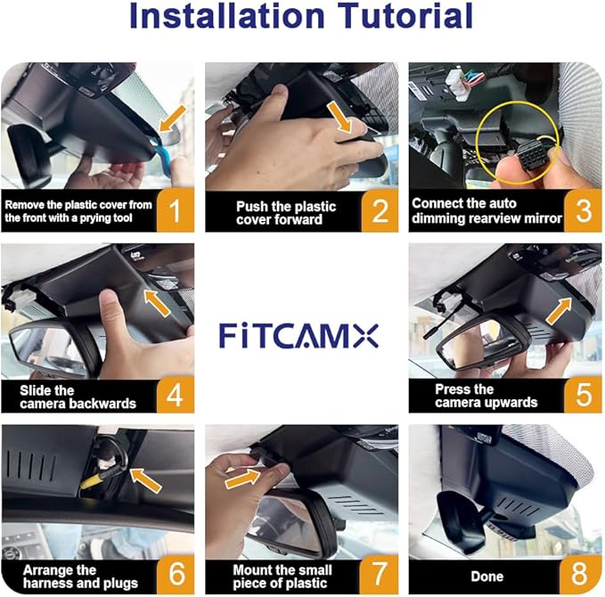 Fitcamx 4K Dash Cam Suitable for Hyundai Kona 2023 2024 2025 & Kona Electric (Part No#BE010) with Auto-Dimming, OEM Look, 2160P UHD Video, WiFi & APP, Loop Recording, G-Sensor, Plug & Play, 64GB Card