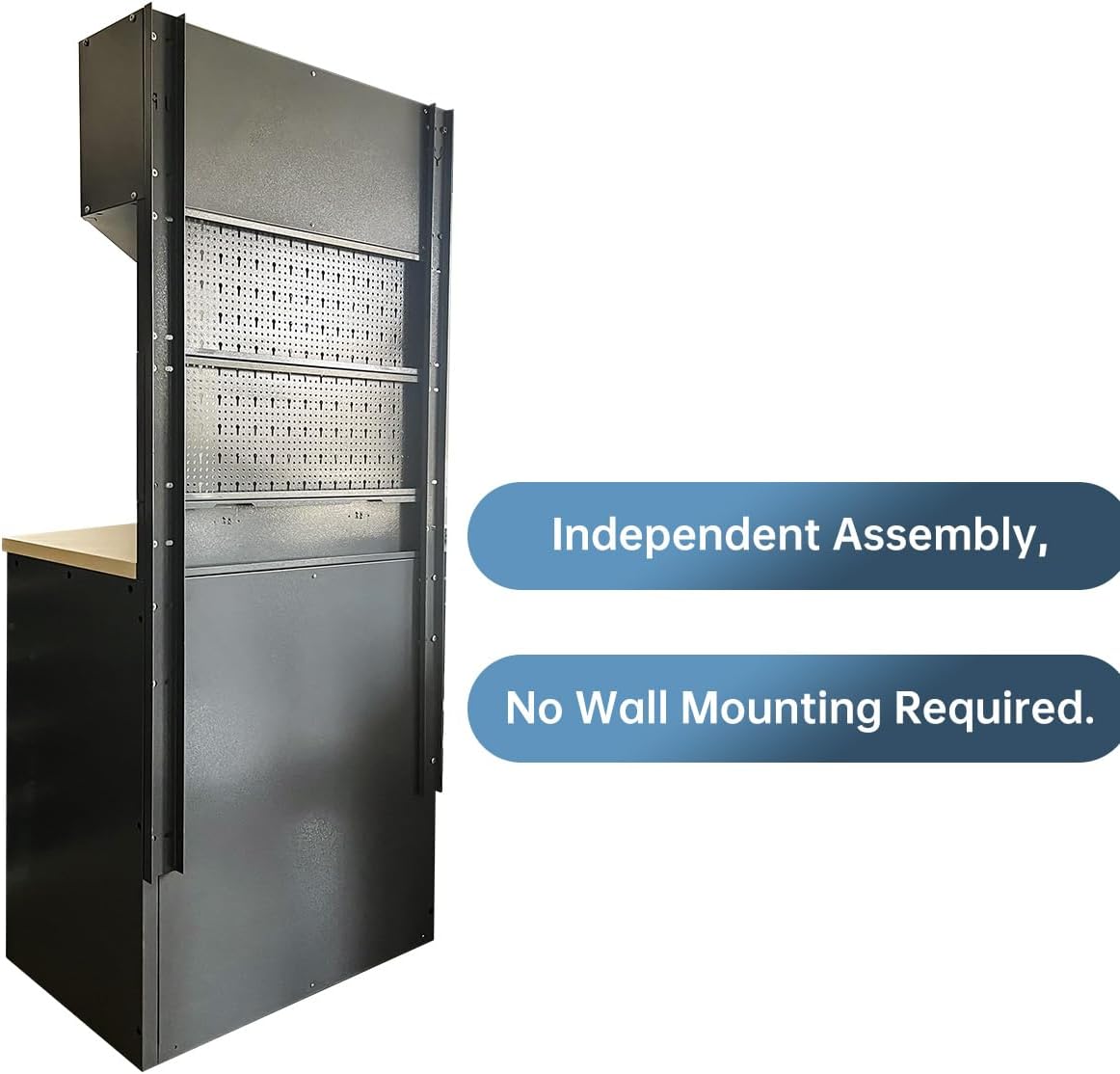 JZD Steel Garage Storage Cabinet System with Workbench, Included One Tool Cart, for Utility Room Workshop