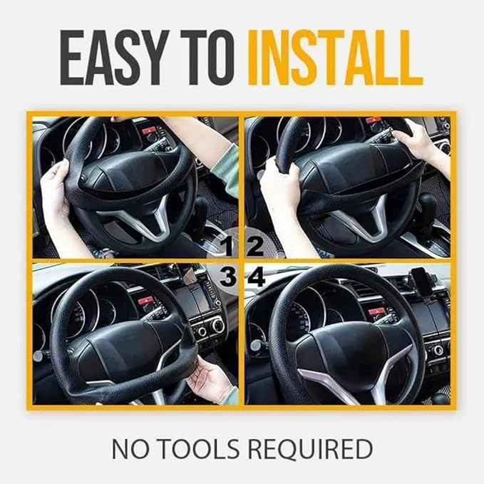 Car Steering Wheel Protective Cover, Silicone Steering Wheel Cover Grip, Cool Non-Slip Thin Steering Wheel Protector, Stretchy, Silent, Fits 13/14/15/16 inch Wheels (Light Gray)