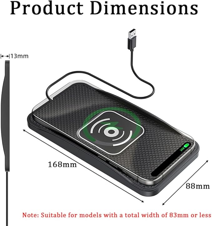 Wireless Car Charger Pad for Cadillac Escalade Lyriq Optiq VISTIQ 2000-2026, Type-C/USB 20W Car Wireless Charger Non-Slip Phone Charging Pad Car Accessories,B 30cm Cable USB Plug