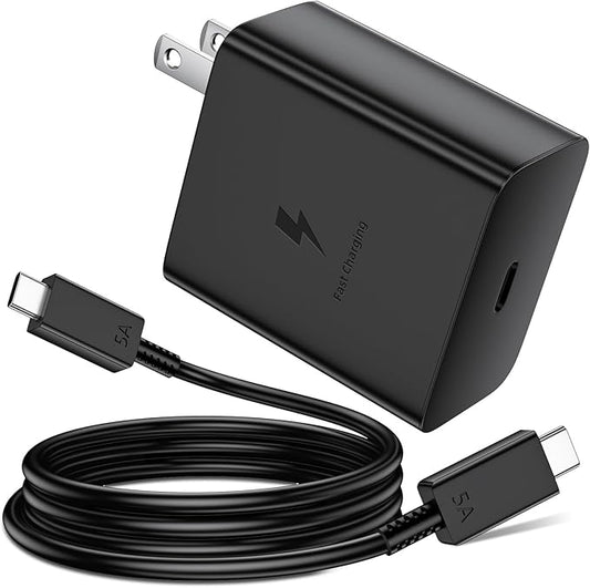 60W USB C Charger with 5A Cable for Super Fast Charging Adapter for Samsung S26 Ultra S25 S23 A17 A16 Wall Plug Power Adaptor for iPhone 17 Pro Max 16 15 Pixel 10a 9a USB-C to Type C PD Charge Cord 1M
