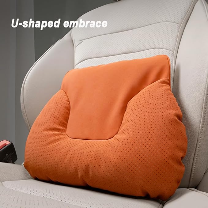 Car Neck Pillow Set for BMW M5 Touring 2025, Leather Car Headrest Lumbar Support Waist Backrest Head Support Cushion,BeigeWhite