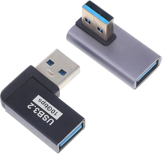 2pcs USB Male to Female Angled Adapter Upward Bending Connector for Laptops High Hardness USB Extender with Space-Saving Design Compatible with Various Devices