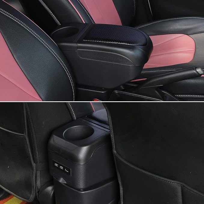 AULPHIKE Compatible with Nissan Note Armrest E-Power Center Console Organizer Armrests Double Layer Storage Space with USB Ports