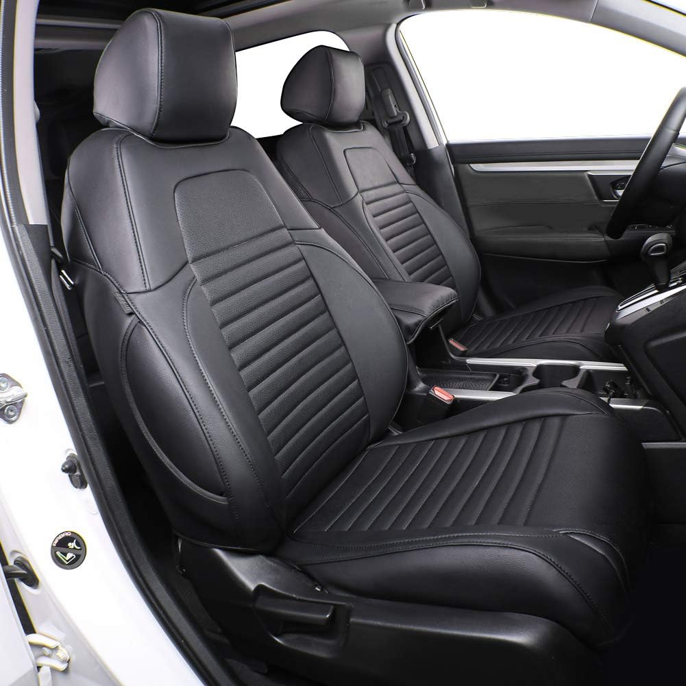 EKR Accord Car Seat Covers for Honda Accord 2023 2024 2025 EX,SE &2023-2025 (Hybrid) Sport,EX-L,Sport-L,Touring,(Rear Row W/40/60 Split Backrest),Leather Seat Covers for Trucks Full Set (Black)
