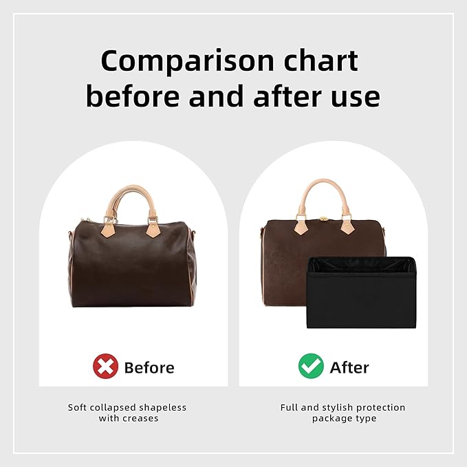 DGAZ Silk Purse Organizer Insert Fits LV Speedy 16/20/25/30/35/45 bags，Silky Smooth Bag Organizer，Luxury Handbag & Tote Shaper（Black，SP45）