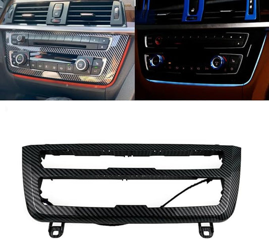 Car Inner Air Condition A/C Panel LED Lighting Ambient Light Trim Accessories For BMW 3 4 Series 3GT F30 F36 M3 M4 Center Control Two-color Atmosphere Lamp Panel Replacement Cover (Carbon fiber color)