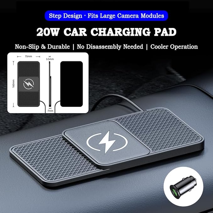 Car Charger for Ford Ranger 2024-2025, 20W Fast Charging Pad for Phones, Plug & Play Cord-Free Charging Pad with Step Design for Commutes Home Travel Use,A Type-C 30cm