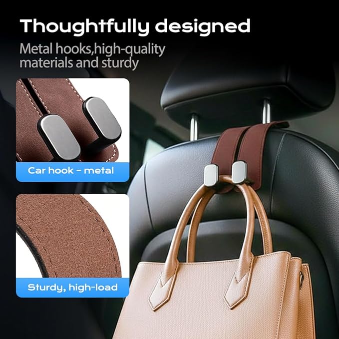 2026 Car Headrest Storage Hooks - Universal Backseat Hanger Organizer for Handbags & Grocery Bags (1, Black)