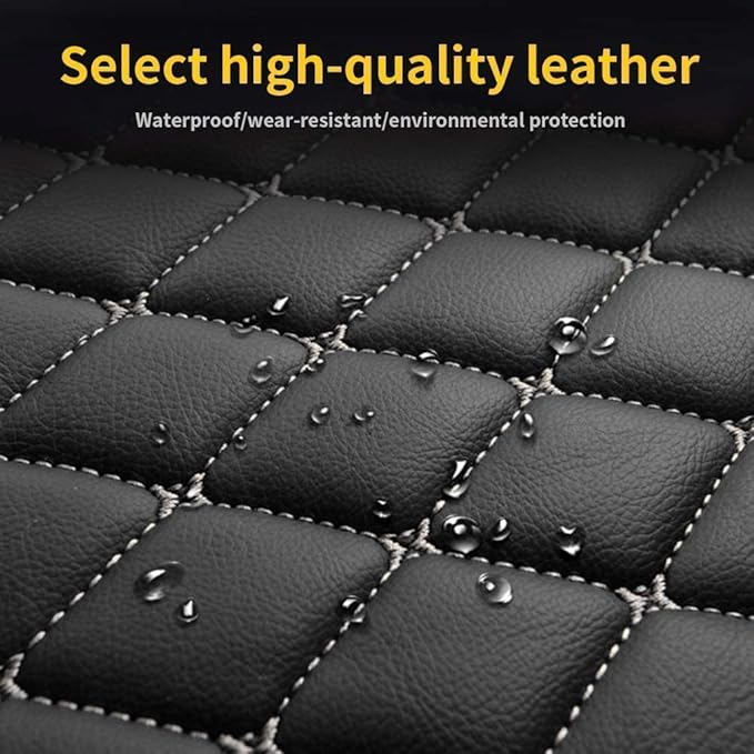 Custom Making Car Floor Mats Compatible for 2000-2025 All Mode Sedan SUV Sports Car Full Coverage Cute Pads Protection Non-Slip Leather Floor Liners (Black+Pink Edge)