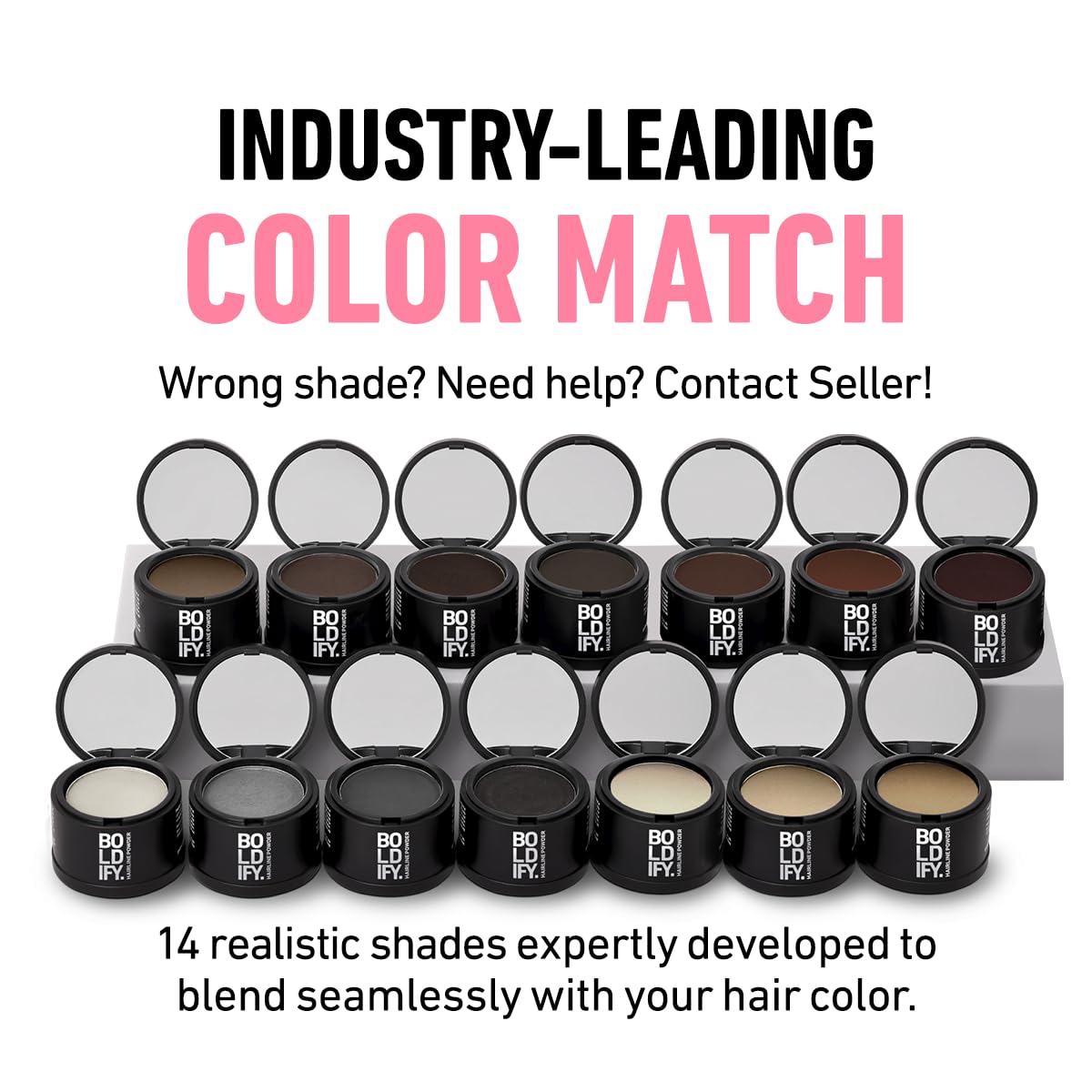 BOLDIFY Hairline Powder (LARGE, 10g) - Root Touch Up Hair Color for Gray Coverage - Bald Spot Concealing Hair Powder for Women & Men - 48-Hour Stain-Proof - Dark Gray