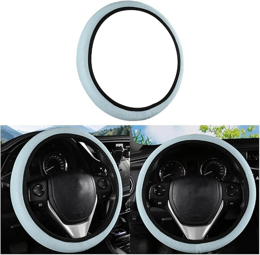 Car Steering Wheel Cover, Ice Silk Elastic Anti Slip Vehicle Protector, Breathable Easy Carry Automotive Interior Protective Wrap Accessories, Universal for SUV, Sedan, Truck (Sky Blue)