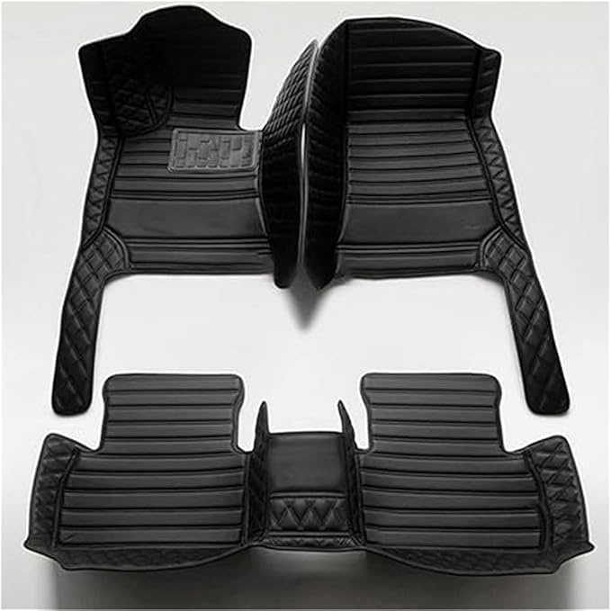 Custom Car Mats All Weather Fit Automotive Floor Mats PU Leather Protector Mat for Most Sedan, SUV, Truck Floor Mats (All with Black)