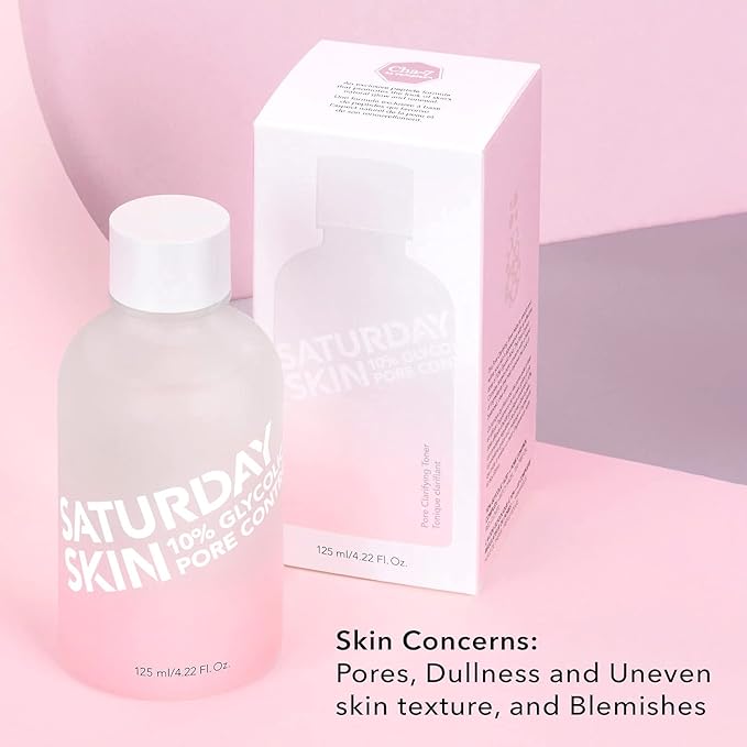 Saturday Skin Pore Clarifying Toner 10% Glycolic Acid&AHA Deep Cleansing Astringent Facial Toner,Hypoallergenic Skin-Purifying Face Toner to Cleanse, Recondition and Purify Skin, Non-Comedogenic